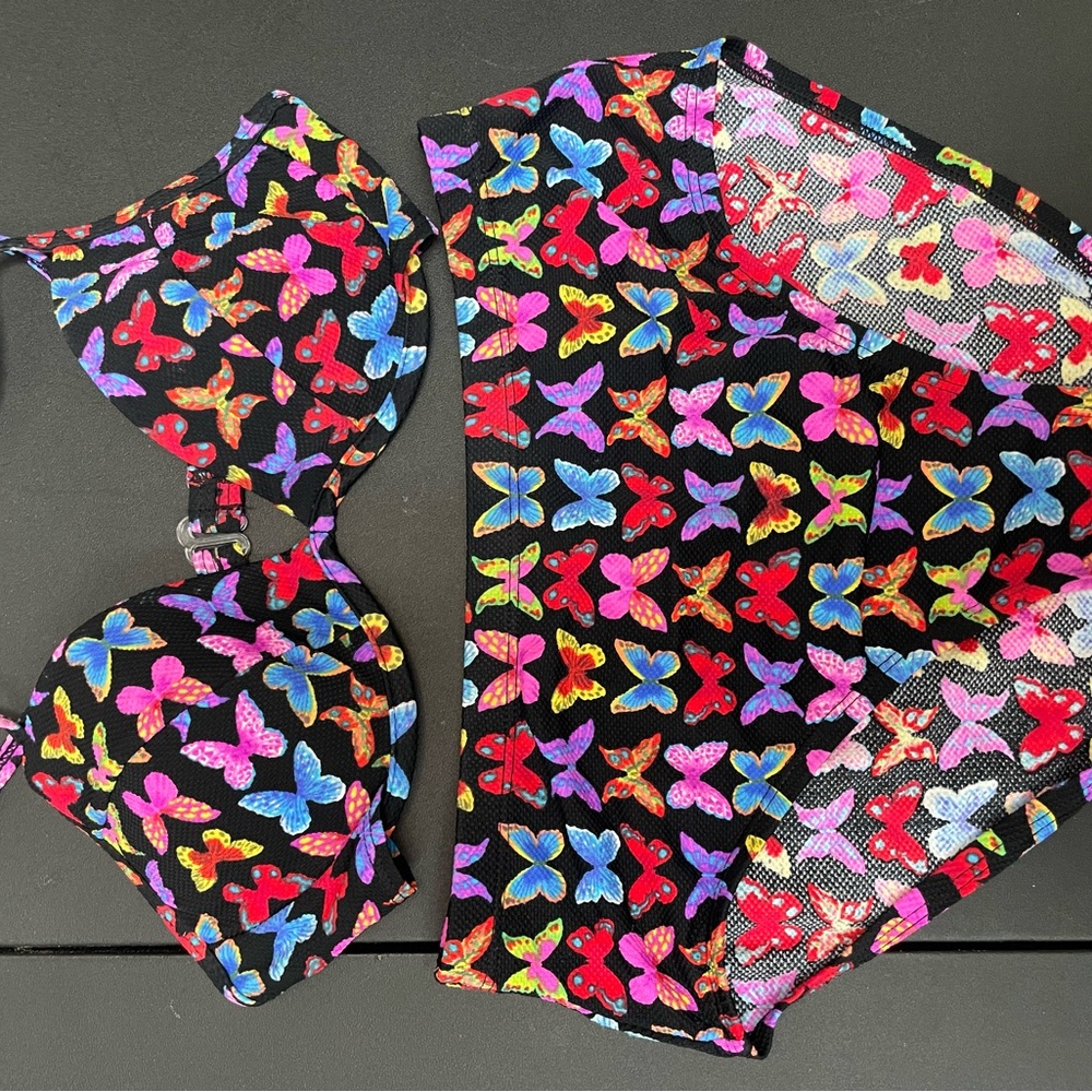 kathy ireland Colorful Butterfly bikini Set
